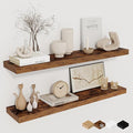 32Inch Floating Shelves for Wall 2 Pack Wood Shelves for Kitchen, Bathroom, Bedroom Wall Mounted Rustic Wood Floating Shelf with Invisible Brackets for Books, Storage, Decor, Rustic Brown-Ruum Studio Home