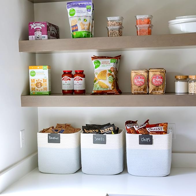 NaturalCozy Storage Cubes 11 Inch Cotton Rope Woven Baskets for Organizing, 3-Pack | Cube Storage Bin | Square Storage Baskets for Shelves Organizer, Classroom, Kids Toy Bins, Closet, Baby Nursery-Ruum Studio Home