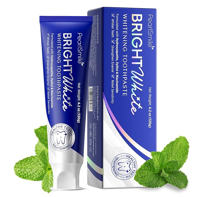 PearlSmile Hydroxyapatite Niacinamide Whitening Toothpaste – 5% Niacinamide + 10% Nano-Hydroxyapatite (nHAp) – Strengthens Enamel & Remineralizes – Fluoride-Free, 4.2oz (Pack of 1)-Ruum Studio Home
