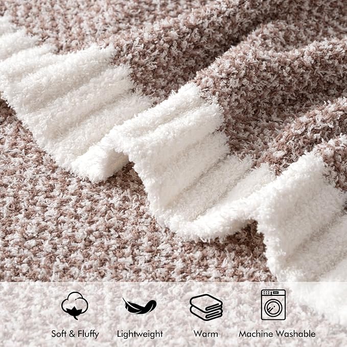 MIULEE Super Soft Throw Blanket for Couch, Taupe Cozy Fluffy Warm Blankets Lightweight Knit Throw Blankets for Sofa, Bed, Chair, Living Room, Camping, Picnic, 60 x 80 inch-Ruum Studio Home