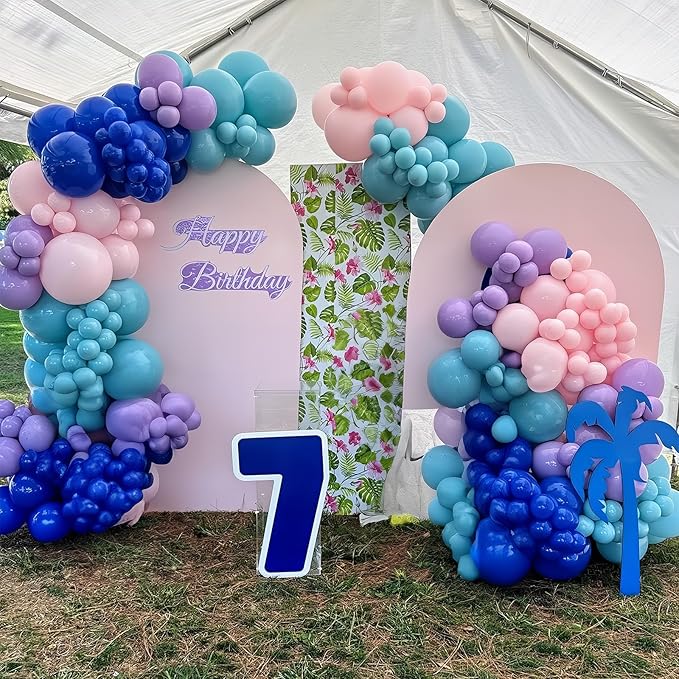 Blue Purple Balloons 60 Pcs 12 Inch Pink Light Purple Peacock Blue Latex Party Balloons for Kid Cartoon Theme Birthday Baby Shower Party Decorations Supplies-Ruum Studio Home