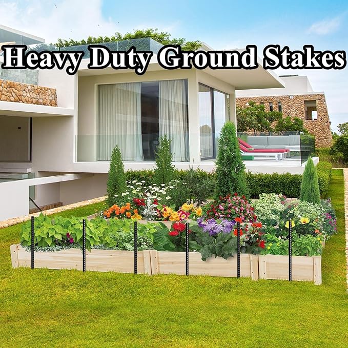 16 Inch Rebar Stakes 30 Pack Heavy Duty Ground Anchors with Chisel Point End Long Straight Steel Tent Stakes 3/8" Thickness Metal Spikes Black Coated for Concrete Timber Camping Garden Plant-Ruum Studio Home