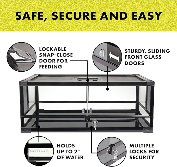 Zilla QuickBuild Reptile 20 Gallon Glass Terrarium Habitat with Swing Door For Geckos, Snakes, Lizards, Frogs, Turtles, and Tortoises, 30" x 12" x 12"-Ruum Studio Home