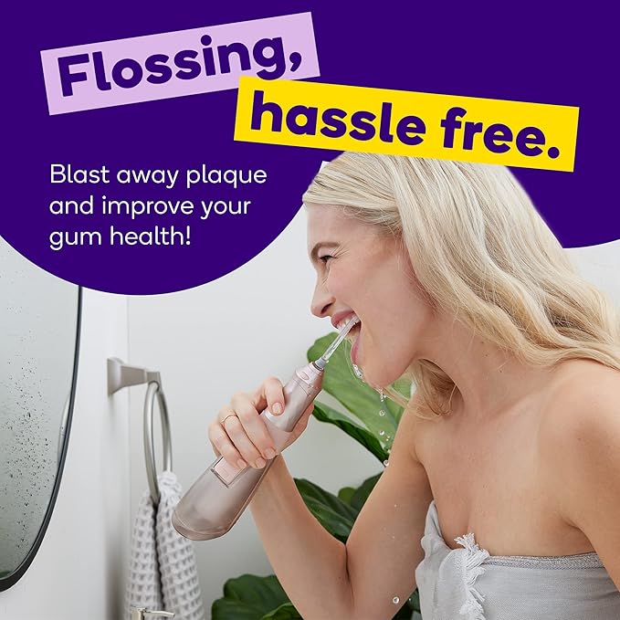 Burst Electric Water Flosser for Teeth Cleaning (3 Modes/Rose Gold) | Cordless | Plaque Removal Between Braces & Dental Work | Portable Floss | Refillable 110mL Tank-Ruum Studio Home