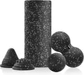5 in 1 Foam Roller Set with Peanut Massage Ball, Curved Muscle Brush - Yoga Roller, Massage Ball, Trigger Point Triangle for Deep Tissue Relief (Black Gray)-Ruum Studio Home