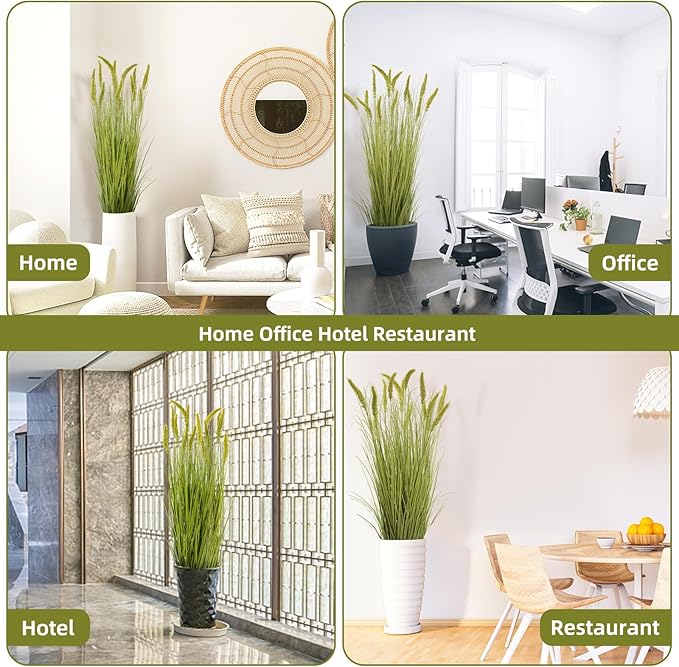 Green Onions Fake Plants,Artificial Plants Indoor, Fake Grass Decor Green Plant Fake Outdoor Flowers Fake Succulents,Artificial Tall Grass Plants with Pots House Decorative(47" 2 Pack)-Ruum Studio Home