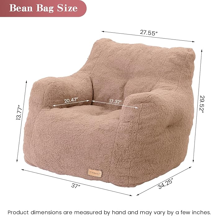 Bean Bag Chair with Filler, Bean Bag Sofa with Tufted Soft Stuffed Filling, Fluffy and Lazy Sofa, Comfy Cozy BeanBag Chairs with Memory Foam for Dorm, Apartment, Living Room (Pink)-Ruum Studio Home