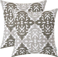 HWY 50 Gray Grey Decorative Throw Pillow Covers 18x18 Inch, Pack of 2 Embroidered Cotton Farmhouse Cushion Cover Pillow Case for Sofa Couch Living Room Bed Bedroon, Accent Geometric-Ruum Studio Home