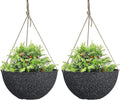 LA JOLIE MUSE Large Hanging Planters for Outdoor Plants - 13 Inch Hanging Basket for Patio Set of 2, Speckled Black-Ruum Studio Home