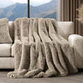 Luxury Faux Fur Throw Blanket, Soft Fluffy Faux Mink Blankets for Bed, Couch, Sofa, Thick Cozy Plush Warm Fur Throws with Reversible Velvet, Natural Mink, 60"x80"-Ruum Studio Home