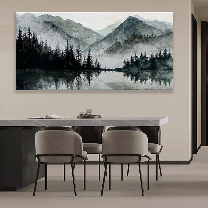 Modern Wall Art Natural Home Wall Decorations Canvas Art Wall Decor Prints Mountain Lake View Landscape Large Wall Art For Living Room Bedroom Kitchen Office Artwork Decor 29"×58"-Ruum Studio Home