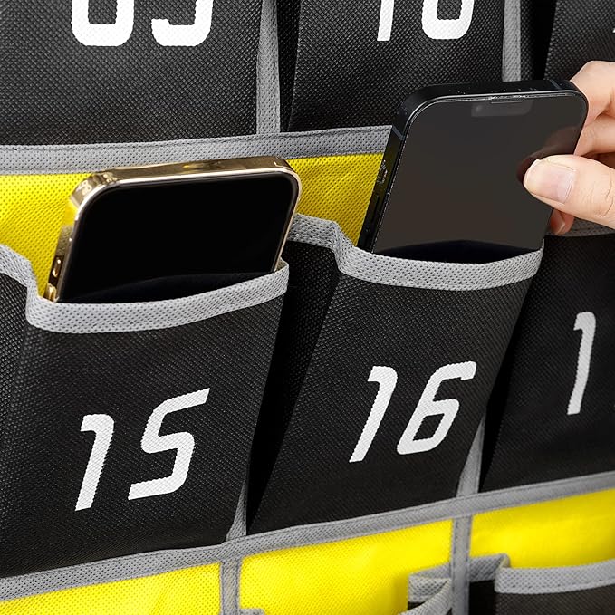 Loghot Classroom Accessories Closet Pocket Chart for Cell Phones Holder Wall Door Hanging Organizer (36 Pockets Black 2Pc)-Ruum Studio Home