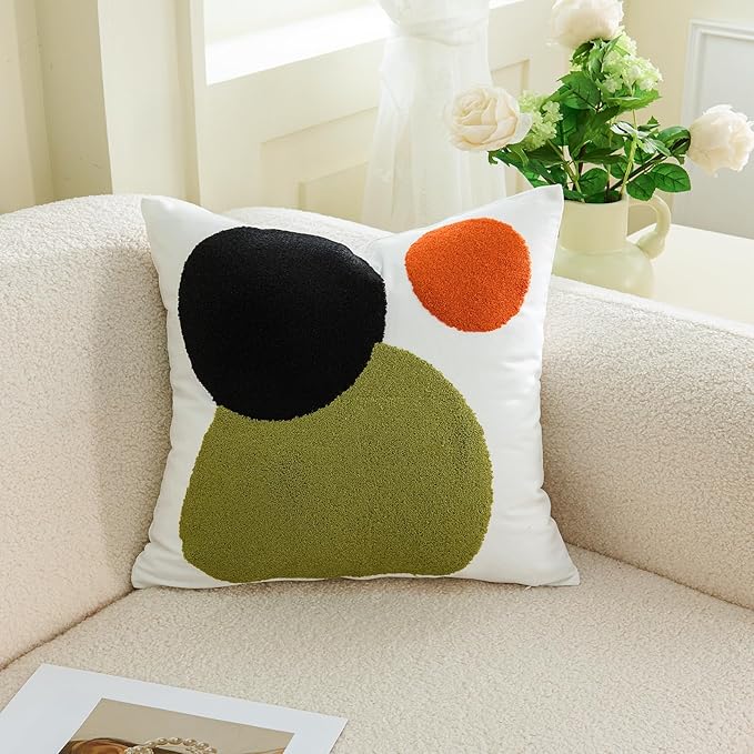 HOdo Home 2PCS Tufted Boho Jacquard Pillow Covers, Pillow Covers-Throw Pillow Cover,Farmhouse Decorative Pillow Cover,Pillow Cases for Couch,Sofa,Bed,Chair,Living Room,Home Decor (18x18inch)-Ruum Studio Home