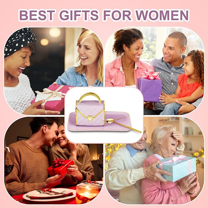 Zubebe 1 Set Coffee Mug Elegant Handbag Shaped Cup Modern Ceramic Purse Mug with Spoon and Saucer, 10oz Cute Creative Tea Cup for Office Home Woman Girls Gift (Purple)-Ruum Studio Home