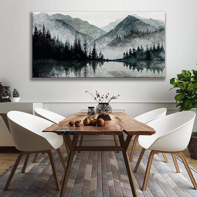 Modern Wall Art Natural Home Wall Decorations Canvas Art Wall Decor Prints Mountain Lake View Landscape Large Wall Art For Living Room Bedroom Kitchen Office Artwork Decor 29"×58"-Ruum Studio Home