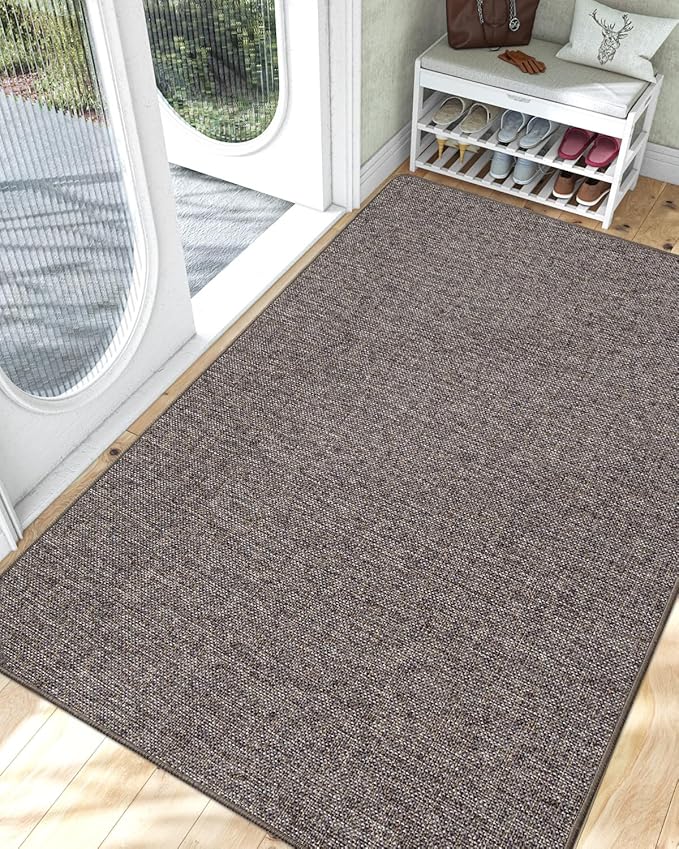 LUMI Ultra Thin Door Mat for Entryway,48"x72" Low Profile Non Slip Rubber Backing Indoor Doormat, Easy Clean Welcome Entrance Mat for Inside House, Patio, Brown-Ruum Studio Home