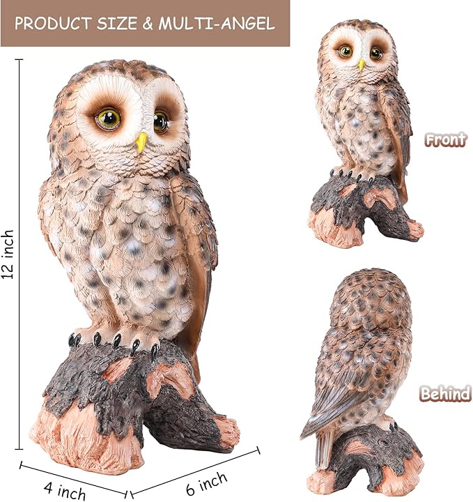 WONDER GARDEN Owl Statue Decor, Outdoor Resin Owl Figurine Sculpture for Home Porch Patio Lawn Yard Decorations or Housewarming Gifts-Ruum Studio Home