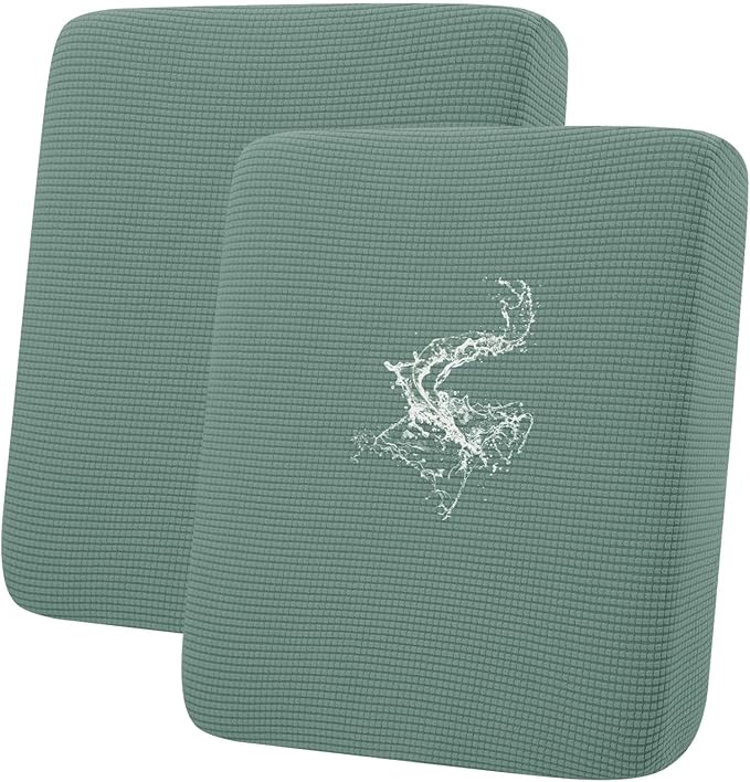 hyha Waterproof Couch Cushion Covers for Pets, Non Slip Sofa Seat Cover for Dogs Washable, Soft Thick Stretch Jacquard Fabric, Sofa Slipcovers with Elastic Bottom (2 Pieces, Green)-Ruum Studio Home