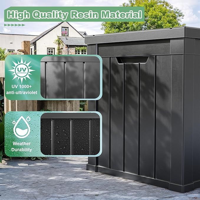 DRATO 50 Gallon Deck Box, Outdoor Storage Box for Patio Cushion, Sports Equipment, Garden Tools,Waterproof Patio Storage box, Lockable (Black)-Ruum Studio Home