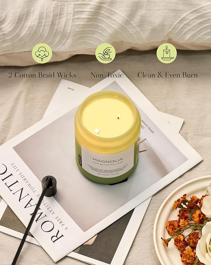 M&SENSE Magnolia Jasmine Romantic Scented Candle, 19.4oz 110 Hours Long Lasting Clean Non Toxic All Natural Soy Wax Candle for Relaxing & Stress Relief, 2 Wick Home Fragrance Gifts for Home Decor-Ruum Studio Home
