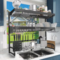 Over The Sink Dish Drying Rack,3 Tier Adjustable Length (25.5'' to 37.4'') Full Stainless Steel Large Storage Kitchen Dish Rack,for Kitchen Counter Expandable Multifunctional Organizers,Black-Ruum Studio Home