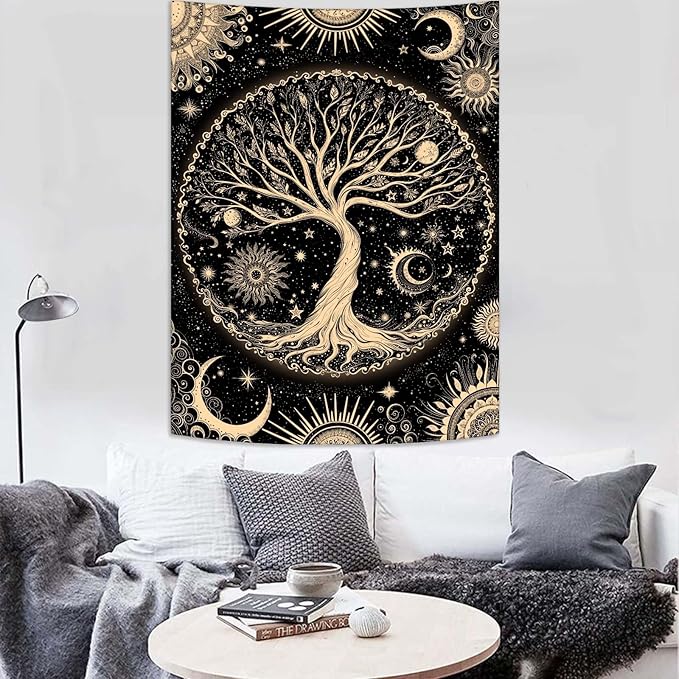 Lunerfex Tree of Life Tapestry Starry Sky Wall Tapestry, Vintage Tapestries for Bedroom Ceiling Tapestries Wall Hanging for Bedroom Living Room Decor Tree-3 60"x80"-Ruum Studio Home