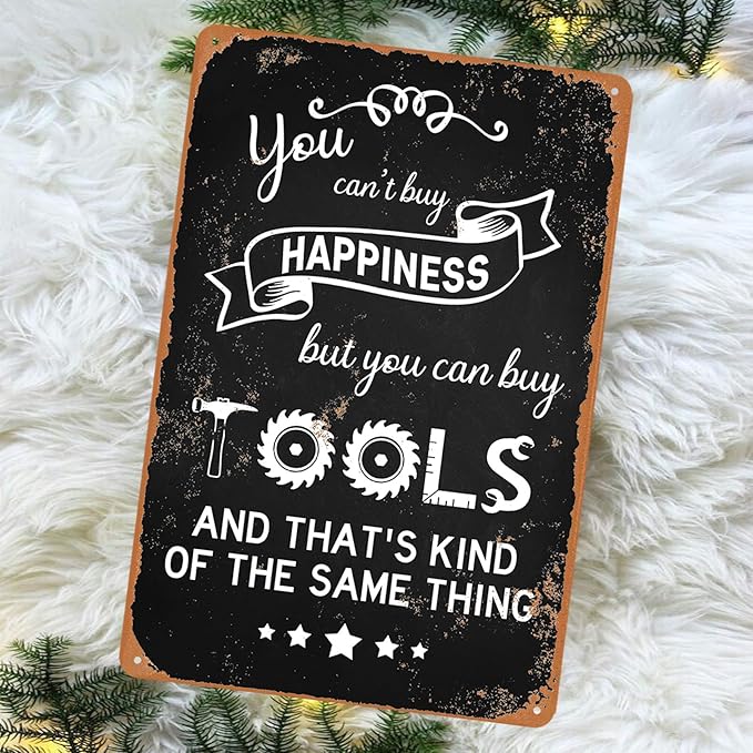 Garage Signs for Men Mechanic Shop Decor Funny Tool Rule Metal Tin Signs for Dad Garage Gifts Grandpa Workshop Wall Decor 8x12 Inch-Ruum Studio Home