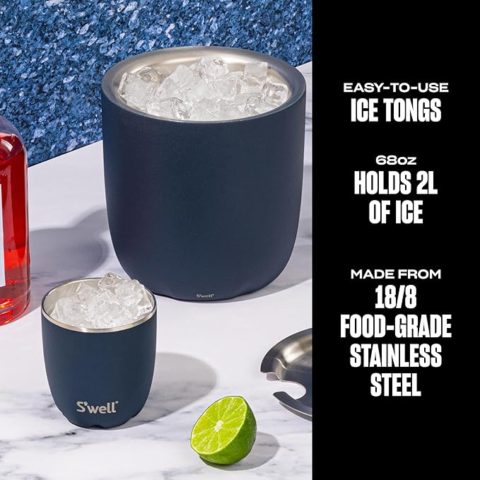 S'well Ice Bucket with Tongs, 68oz, Azurite-Ruum Studio Home