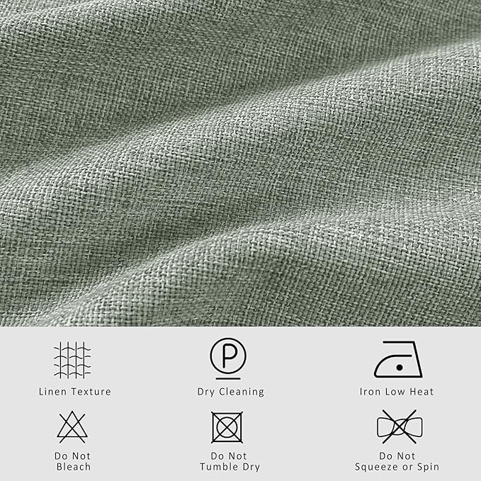Macochico Extra Wide 100% Blackout Linen Curtains for Sliding Door Pleated Curtains with Hooks Insulated Soft Linen Drapes for Bedroom Living Room with Tieback Fog Green 100”Wx84”L 1 Panel-Ruum Studio Home
