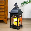 TRIROCKS Decorative Vintage Candle Lanterns 14.5" H Farmhouse Outdoor Hanging Lanterns with Tempered Glass for Porch, Balcony, Patio, Home, Centerpieces, Indoor, Outdoor(Black)-Ruum Studio Home
