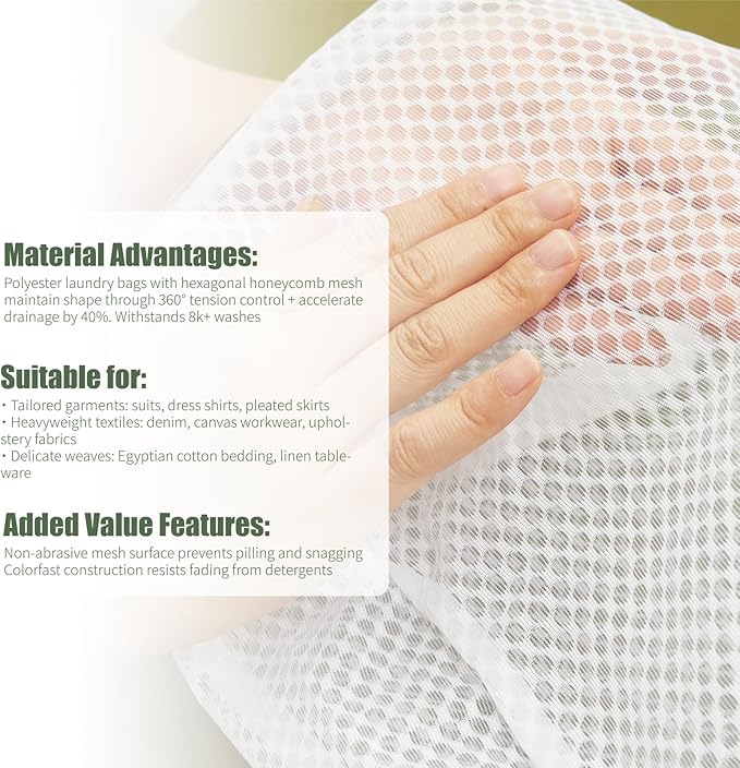 GWT 4Pcs 3D Mesh Laundry Bags with Hanging Handles (S/M/L/XL) - Durable Zippered Wash Bags for Delicates, Shoes & Bulk Clothes - Space-Saving Foldable Design-Ruum Studio Home