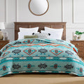 CASAAGUSTO Boho Sherpa Throw Blanket, Aztec King Size Blanket, Ultra Soft, Warm, Cozy, Plush, Thick Fleece Bohemian Throw Blanket for Couch, Bed, Sofa (Aqua 108 * 90 Inch)-Ruum Studio Home