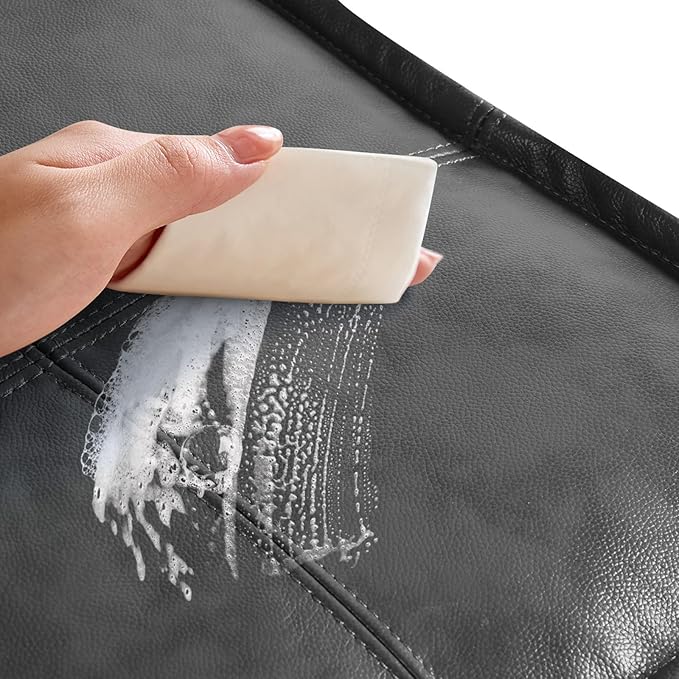 Leather Ottoman,Handmade Stuffed Square Ottoman,Genuine Leather Pouf, Foot Rest Pouf,Comfortable Soft Seating for Living Room & Bedroom (Grey, Square)-Ruum Studio Home