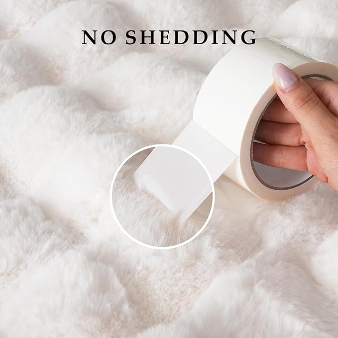 BENVWE Faux Fur Throw Blanket for Couch - Thickened Fluffy Soft Bubble Blanket for Living Room Home Decor - Mothers Day Birthday Gifts for Women Men, Cream White, 50" x 60", 1300GSM-Ruum Studio Home