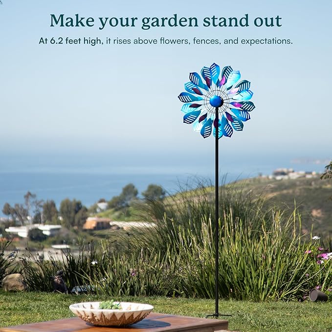 Wind Spinners for Yard and Garden, 84" Wind Spinners Outdoor Metal Extra Large, Wind Sculptures & Spinners with Stake, Yard Art Garden Decor Gift for Family-Ruum Studio Home