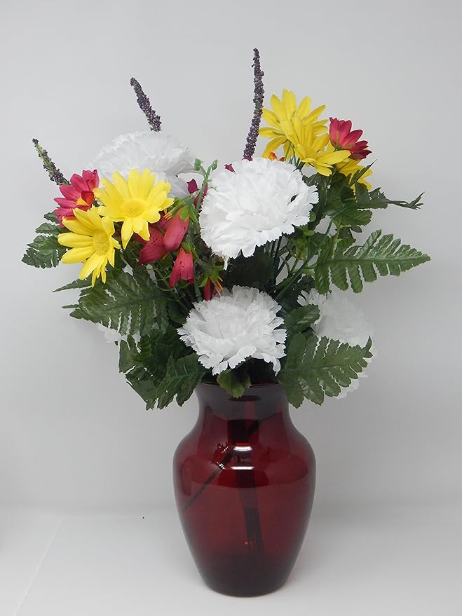 Floral Supply Online - 8" Rose Vase and Flower Guide Booklet - Decorative Glass Flower Vase for Floral Arrangements, Weddings, Home Decor or Office. (Red)-Ruum Studio Home