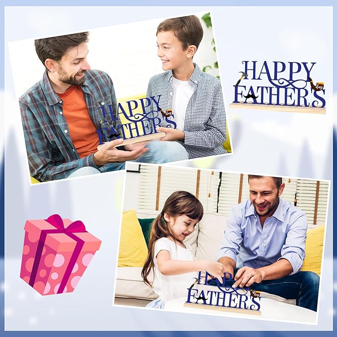 COCHIE Metal Happy Father's Day Sign, Fathers Day Decorations for Home, Shelf, Mantel, Indoor, Table Top Party Decoration, Fathers Day Gift for Dad from Daughter Son (Father's Day)-Ruum Studio Home