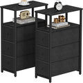 TUTOTAK Narrow Night Stand, Slim End Table, Tall Side Table with 3 Fabric Drawer, Small Bedside Table with Storage, Set of 2, for Living Room, Bedroom, Black TB01BK072-Ruum Studio Home