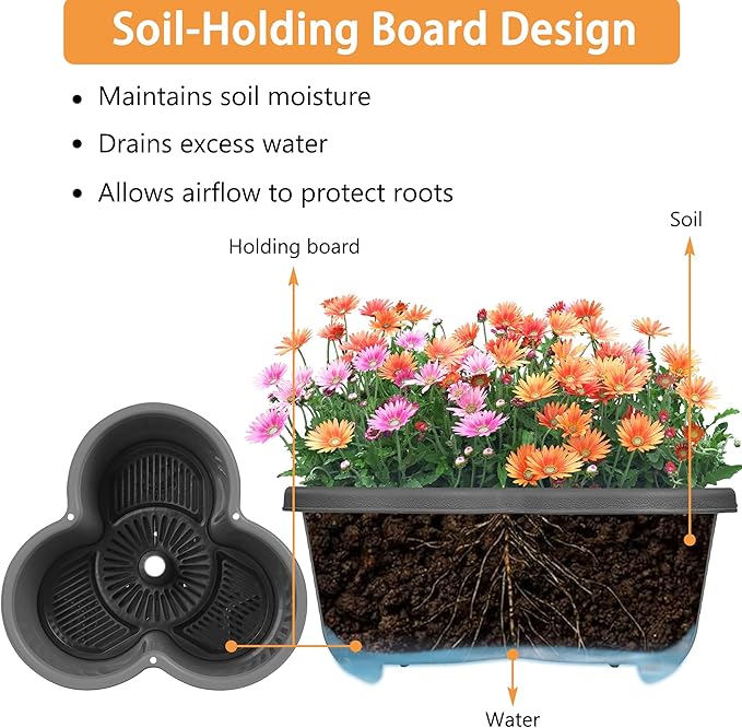 VECELO 5 Tier Vertical Garden Planter, Self Watering Stackable Planters with Wheels for Strawberries, Herbs, Flowers, Vegetables, Dark Gray-Ruum Studio Home