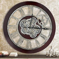 HOIBAI Large Wall Clock, Wall Clocks for Living Room Decor 30 Inch Farmhouse Vintage Rustic Kitchen Wall Decor Vintage Roman Oversized Wall Clock for Home Bedroom House, Moving Gears Clock-Ruum Studio Home