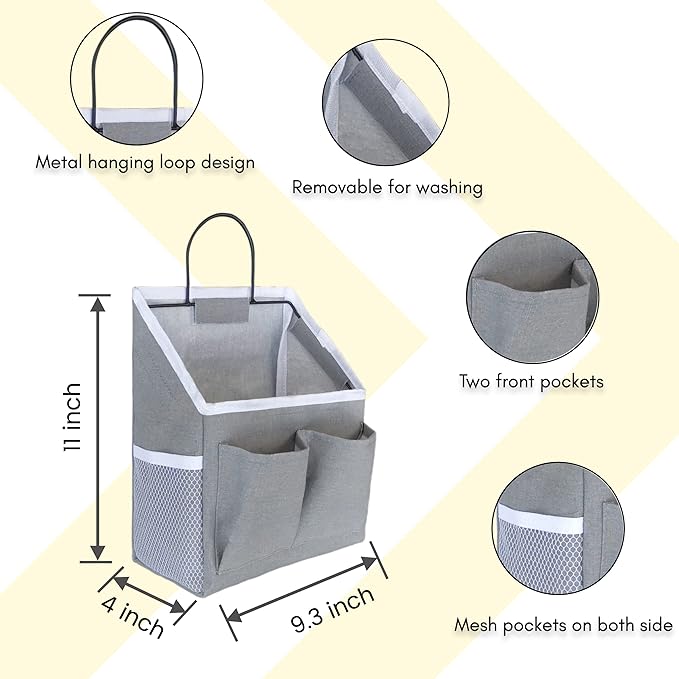 1pcs Small Wall Hanging Baskets for Organizing, Hanging Storage Bag as Over the Door Organizer, Wall File Organizer, Rv Storage and Organization. For Bedroom, Office, Camper (1pcs Gray)-Ruum Studio Home