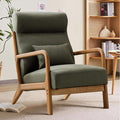 INZOY Mid Century Modern Accent Chair with High Back, Upholstered Living Room Chairs with Waist Cushion, Wood Frame Reading Armchair for Bedroom Sunroom, Green-Ruum Studio Home