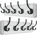 SKOLOO Rustic Wall Mounted Coat Rack, 16 inches Hole to Hole, Case of 2, Pine Solid Wood Coat Hook Hanger - 5 Hooks for Hanging Clothes Robes Towels Coats-Ruum Studio Home