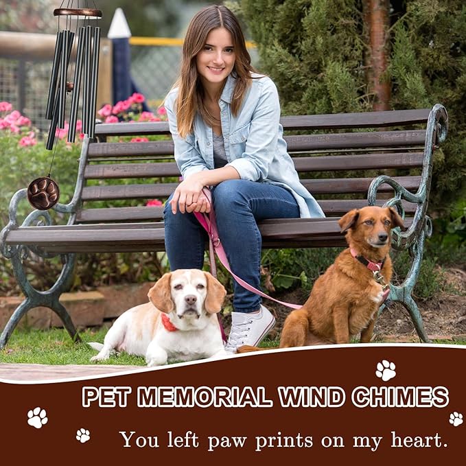 Dog Memorial Gifts, 34" Pet Memorial Wind Chimes for Loss of Dogs, Pet Loss Passing Away Remembrance Sympathy Bereavement Gift, DogPaw Vintage Wind Chime for Outside (DIY 34" Pet Memorial)-Ruum Studio Home