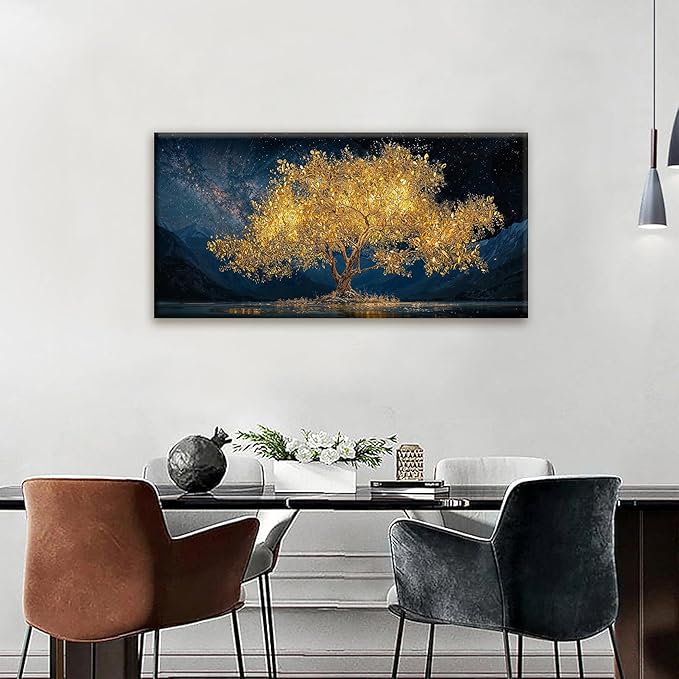 Tsomzxng Modern Canvas Wall Art Decor Print Paintings Gold Tree Of Life Landscape Painting Prints Abstract Wall Decor Picture For Bedroom Office Home Kitchen Artwork Ready To Hang 20"×40"-Ruum Studio Home