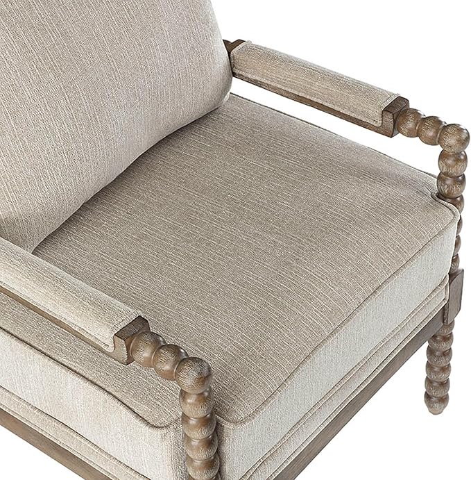 DUHOME Linen Fabric Spindle Accent Chairs Set of 2,Spool Chairs with High Resilience Spring Cushion and Armrest Pads, Leisure Armchair for Living Room Bedroom Farmhouse Home Office Belcony-Ruum Studio Home