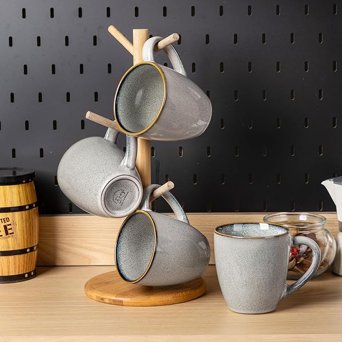 GBHOME Ceramic Coffee Mugs Set of 4, 12oz Stoneware Coffee Mugs Set For Dad Mom Women MEN, Light Weight Coffee Cups for Latte/Tea/Beer/Hot Cocoa, Dishwasher & Microwave Safe-Ruum Studio Home