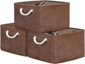 TheWarmHome Organization and Storage Basket for Organizing - 17x14x10 inch 3 Pack Fabric Storage Cubes, Collapsible Storage Bins for Shelves Closet Organizer Toy Gift Cloth (Brown)-Ruum Studio Home