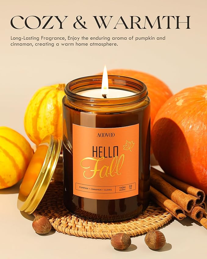 AOOVOO Hello Fall Candles - 22 oz Scented Candles, Aromatherapy Candle, Soy Candle for Home Scented-Ruum Studio Home