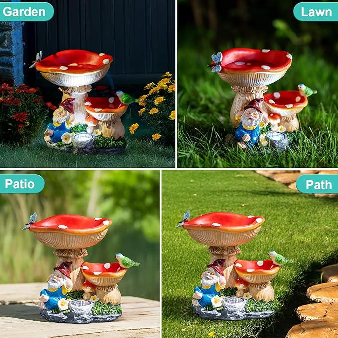 Solar Gnome Statues Figurine Lights - Garden Lighting Outdoor Decorations, Gnome Sleeping Under Mushroom, Yard Art Lawn Ornaments for Porch Patio Balcony - Gnome Gifts for Women Mom-Ruum Studio Home